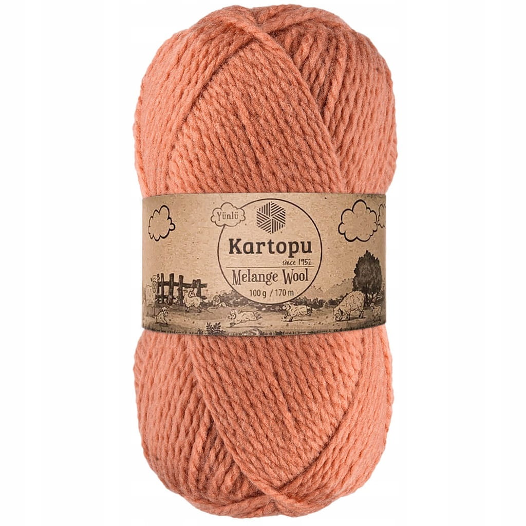 Kartopu | Melange Wool | K0784 | migdał koralowy