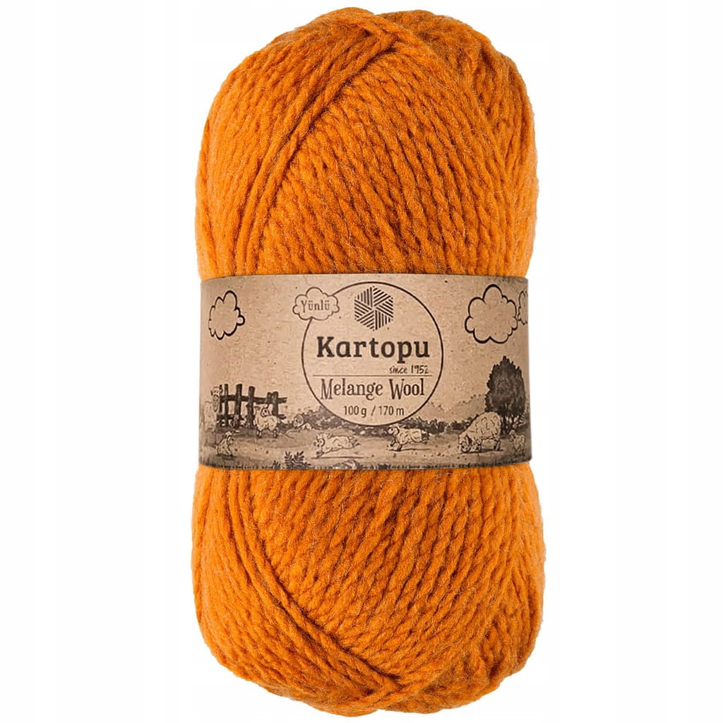 Kartopu | Melange Wool | K1854 | mandarynka