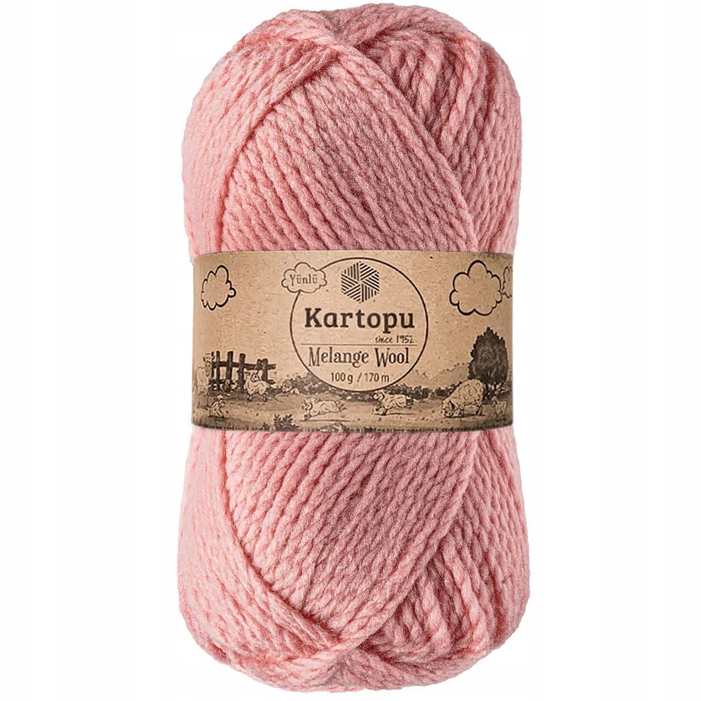 Kartopu | Melange Wool | K2116 | rumiany różowy