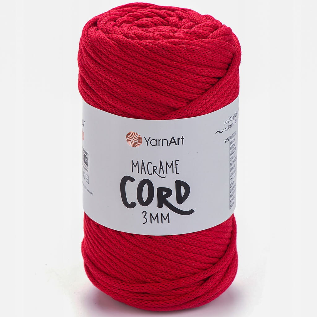 Sznurek | YarnArt | Macrame Cord 3mm | 773 | czerwony
