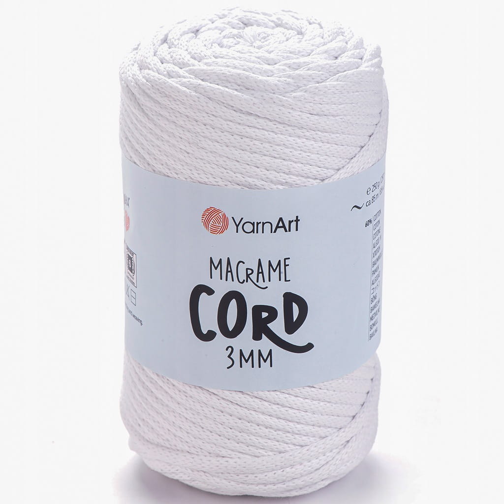 Sznurek | YarnArt | Macrame Cord 3mm | 751 | biały